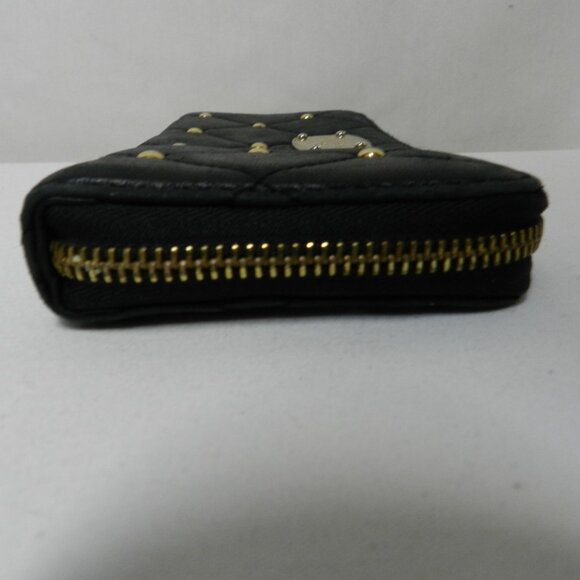 Michael Kors Leather quilted beaded clutch Wallet w/ Logo zip around 8" x 4" - Picture 8 of 14